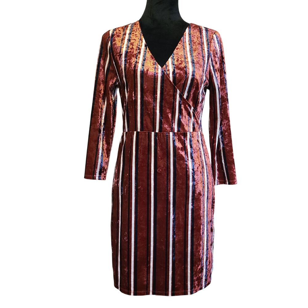 NWT Forever 21 Crush Velvet Knit Mini Dress‎ Womens Large Long Sleeve Y2K Party